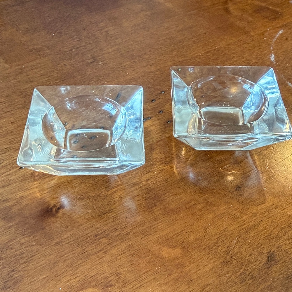 Stylish Clear Glass Square Candlesticks